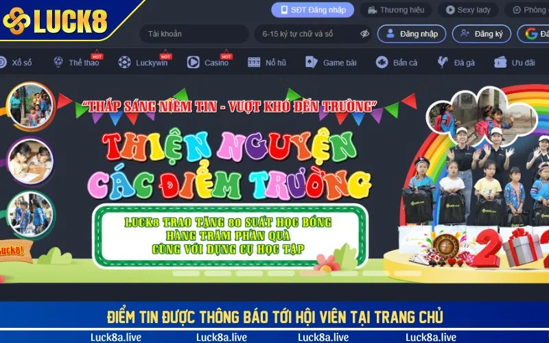 Điểm tin được thông báo tới hội viên tại trang chủ