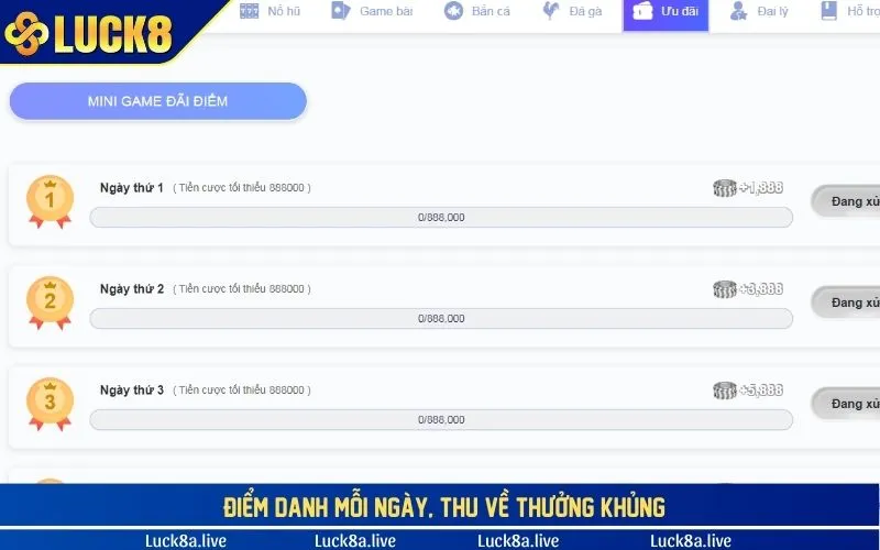 Điểm danh mỗi ngày, thu về thưởng khủng